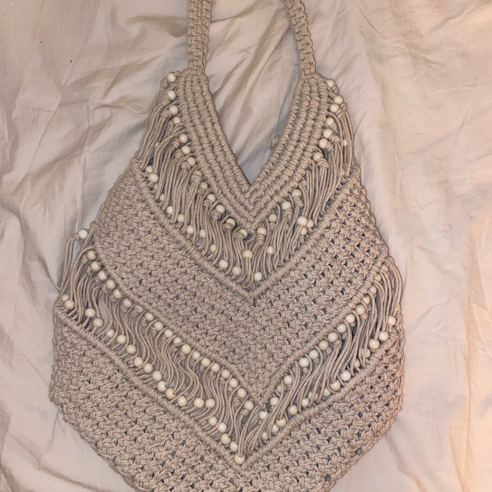 Cute Beachy Macrame Bag with Beads
